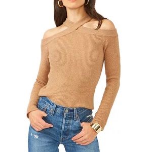 1.State cross neck cold shoulder top